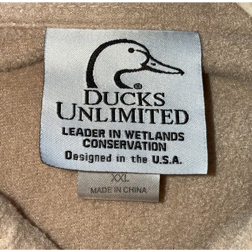Ducks Unlimited Shirt Men XXL Tan Excellent Fleece Button Up Long Sleeve - Picture 2 of 7